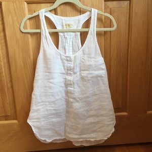 EUC Cloth & stone white linen tank top